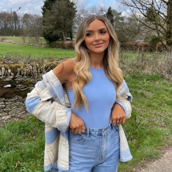 Karrine Blue Slinky Double Layer Bodysuit - Picture 7 of 10